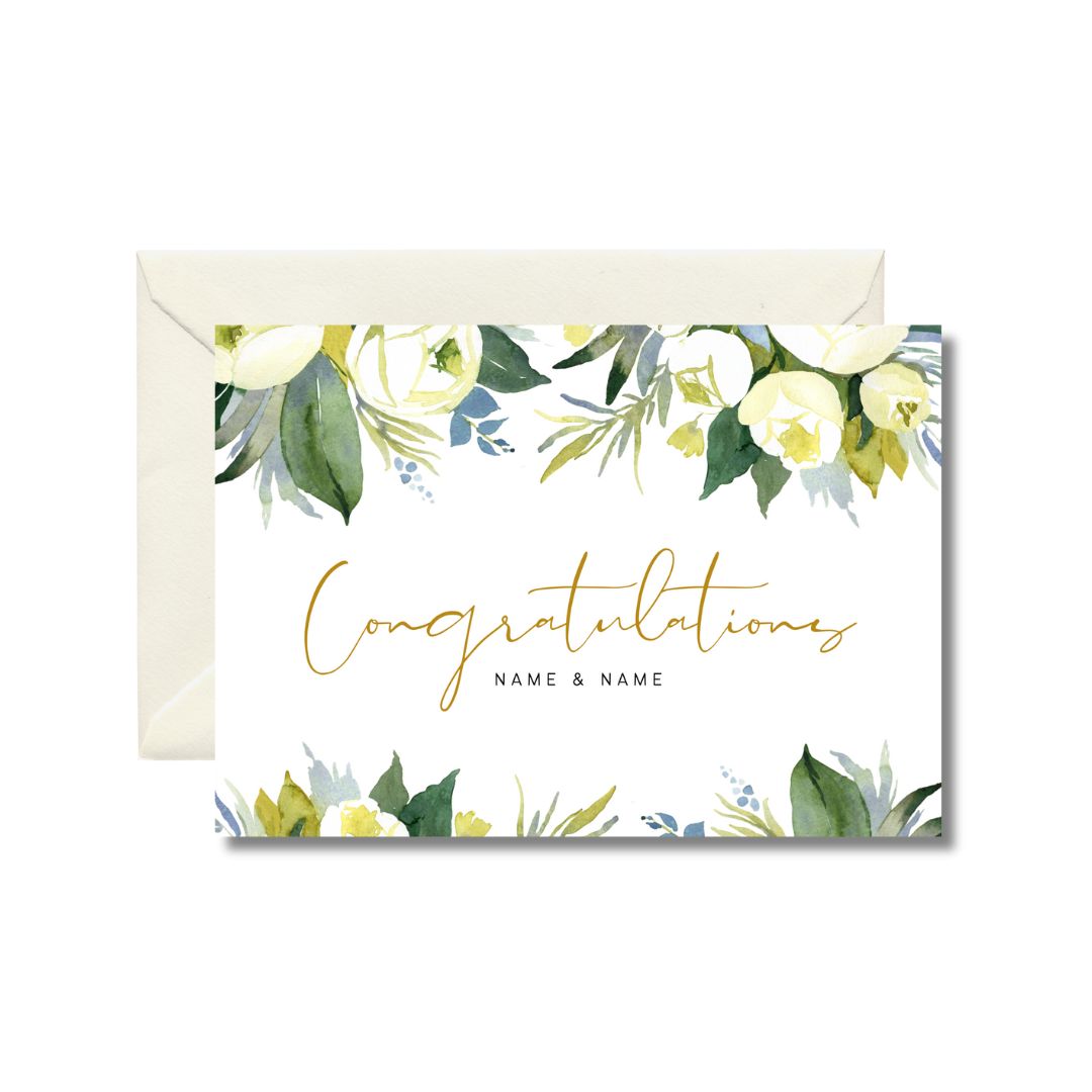 Congratulations Floral Wedding Greeting Card