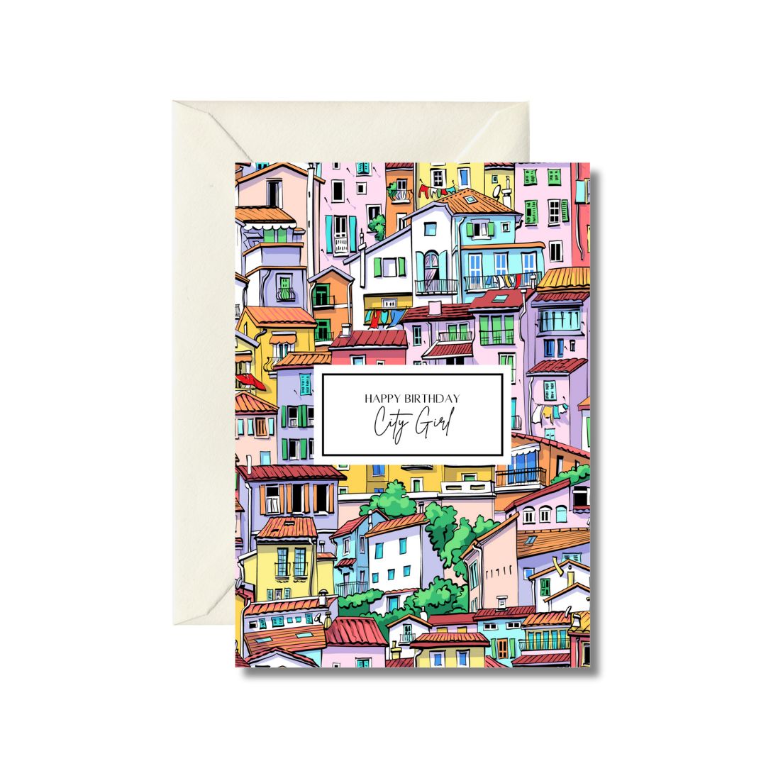 Happy Birthday City Girl Greeting Card