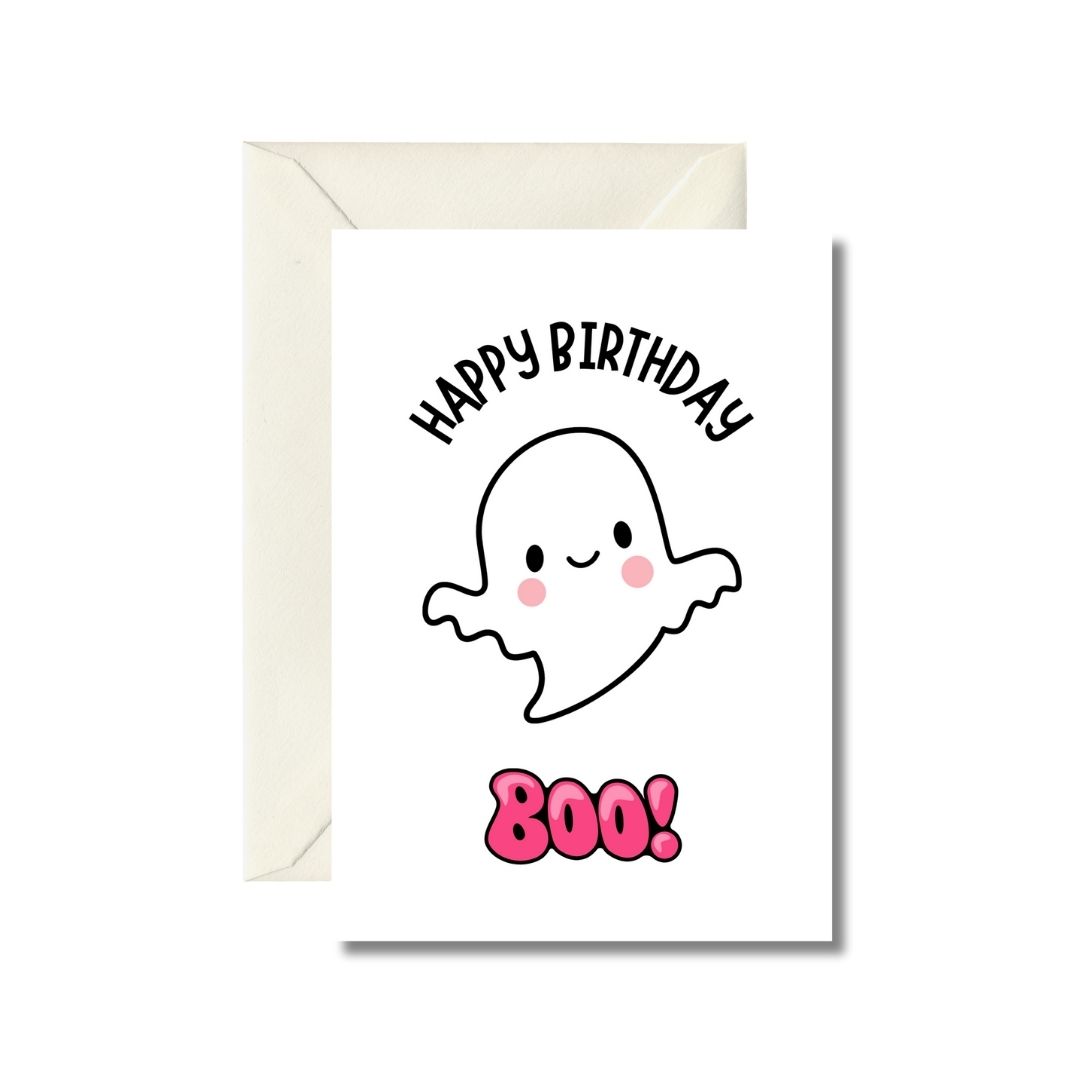 Cute Ghost Happy Birthday Card
