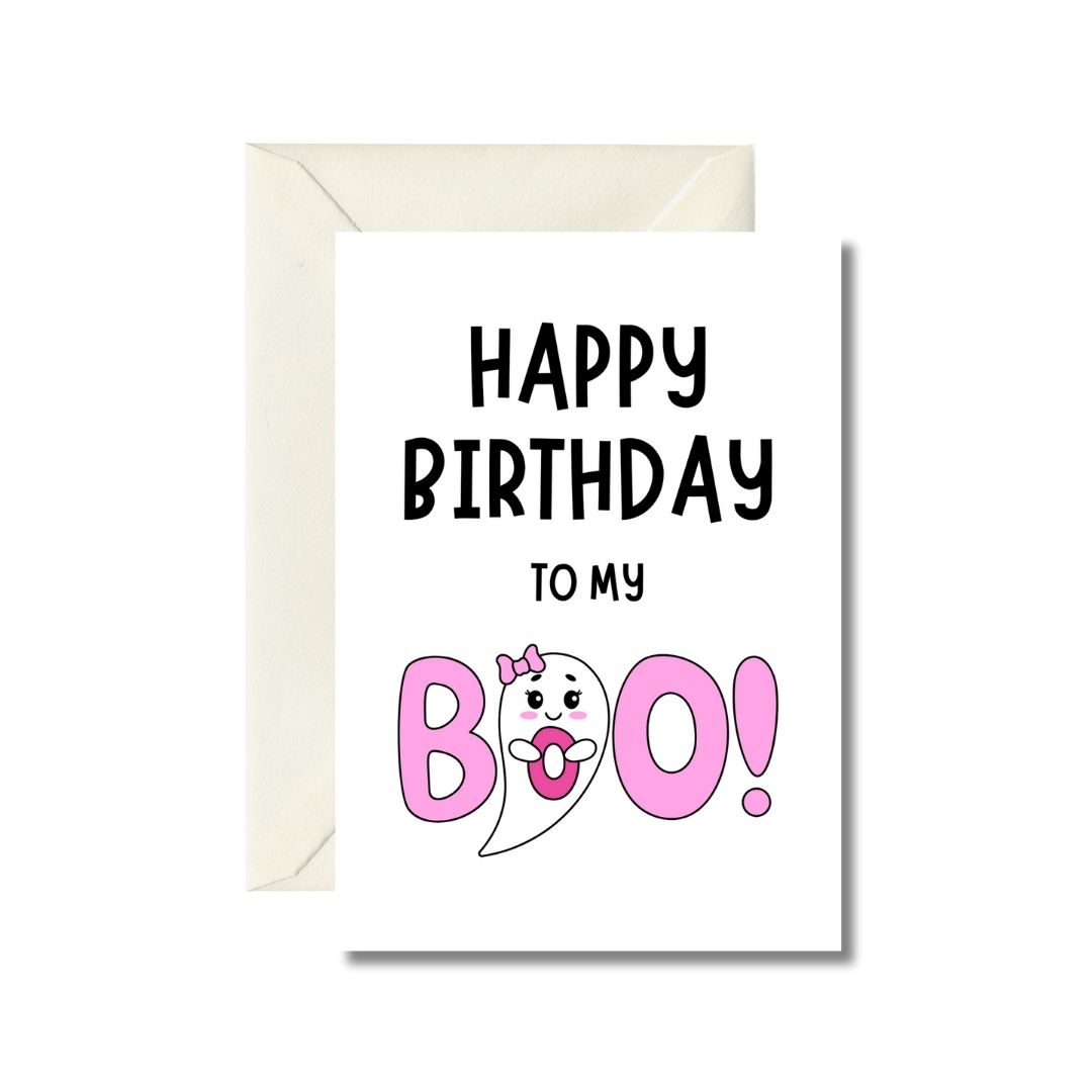 Cute Ghost 'Happy Birthday to My Boo' Greeting Card