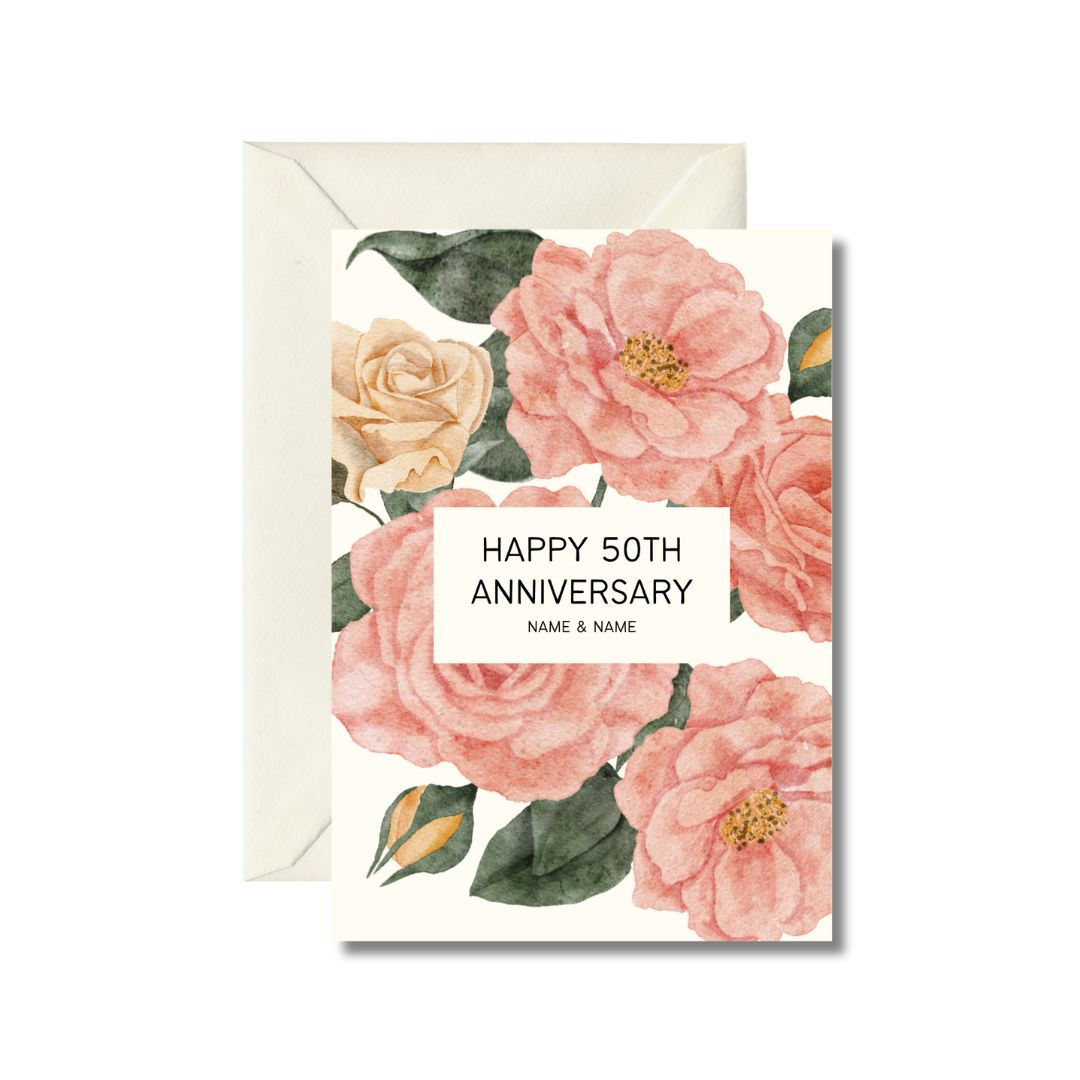 Happy 50th Anniversary Floral Greeting Card