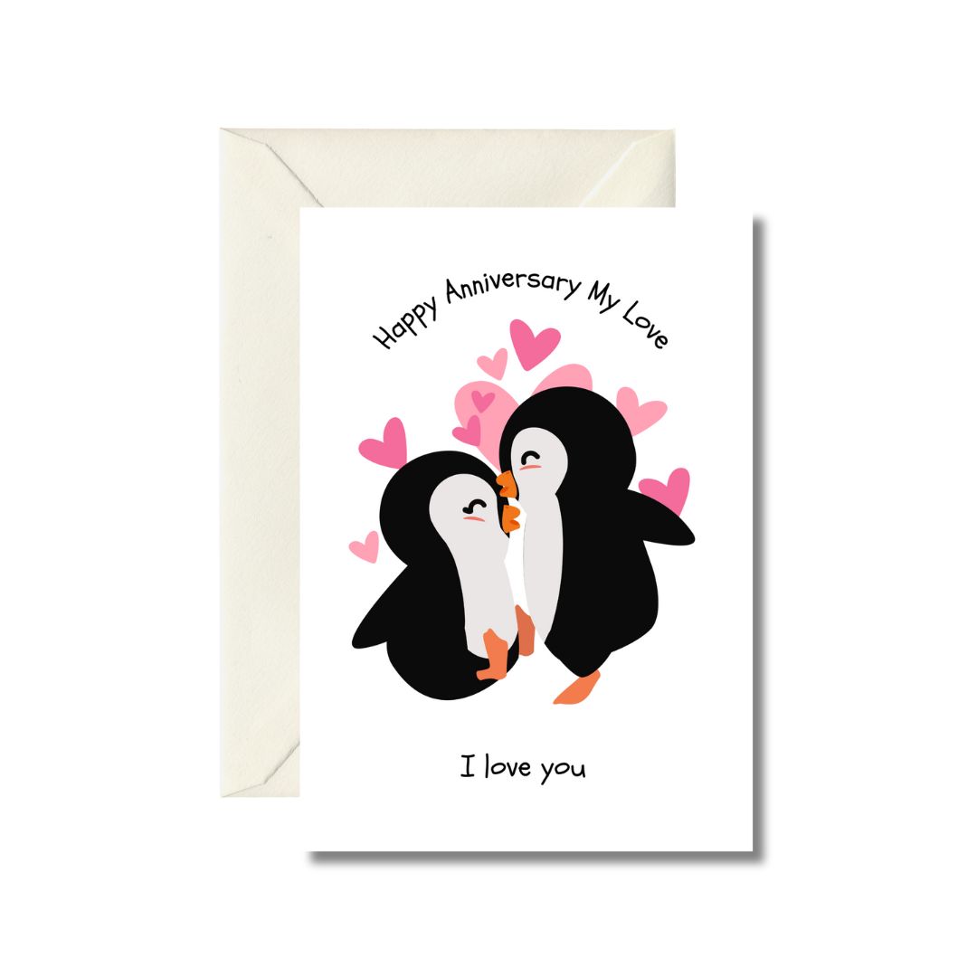 Happy Anniversary Love Penguin Card