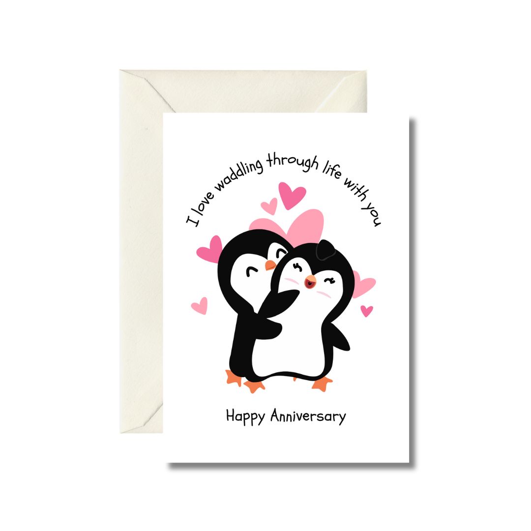 Penguin Love Anniversary Card