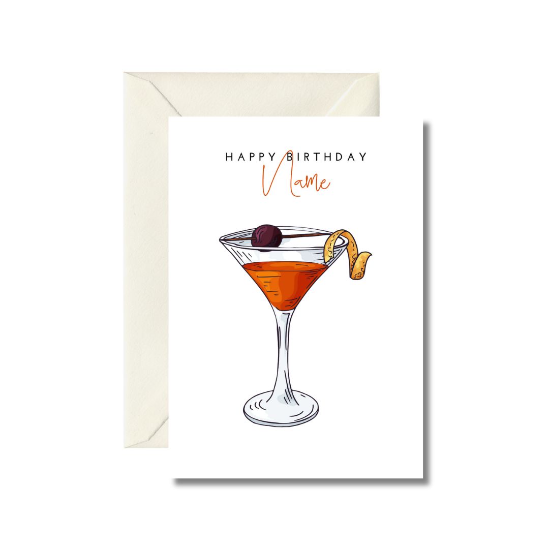 Personalized Martini Birthday Card