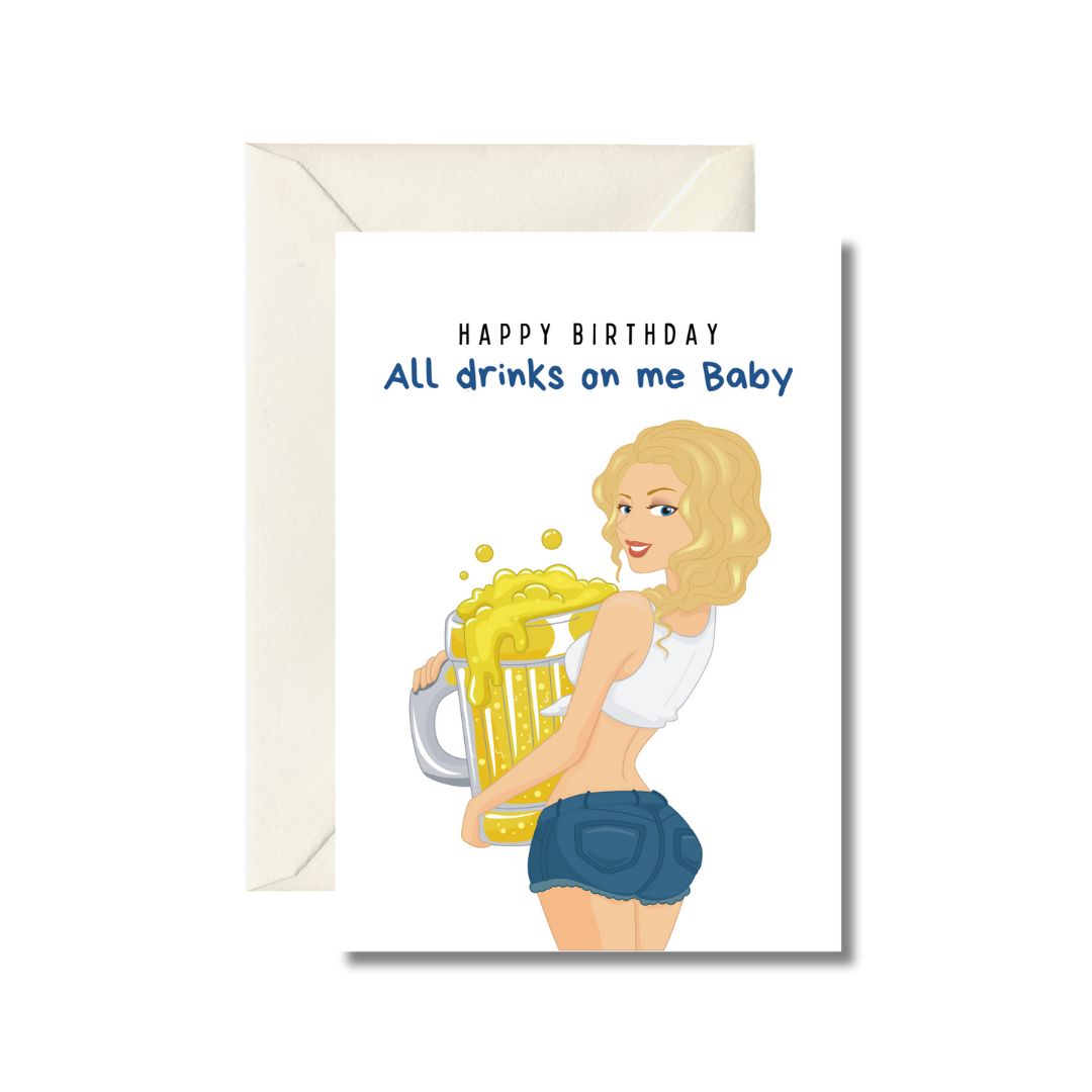 Drink On Me Baby Birthday Greeting Card