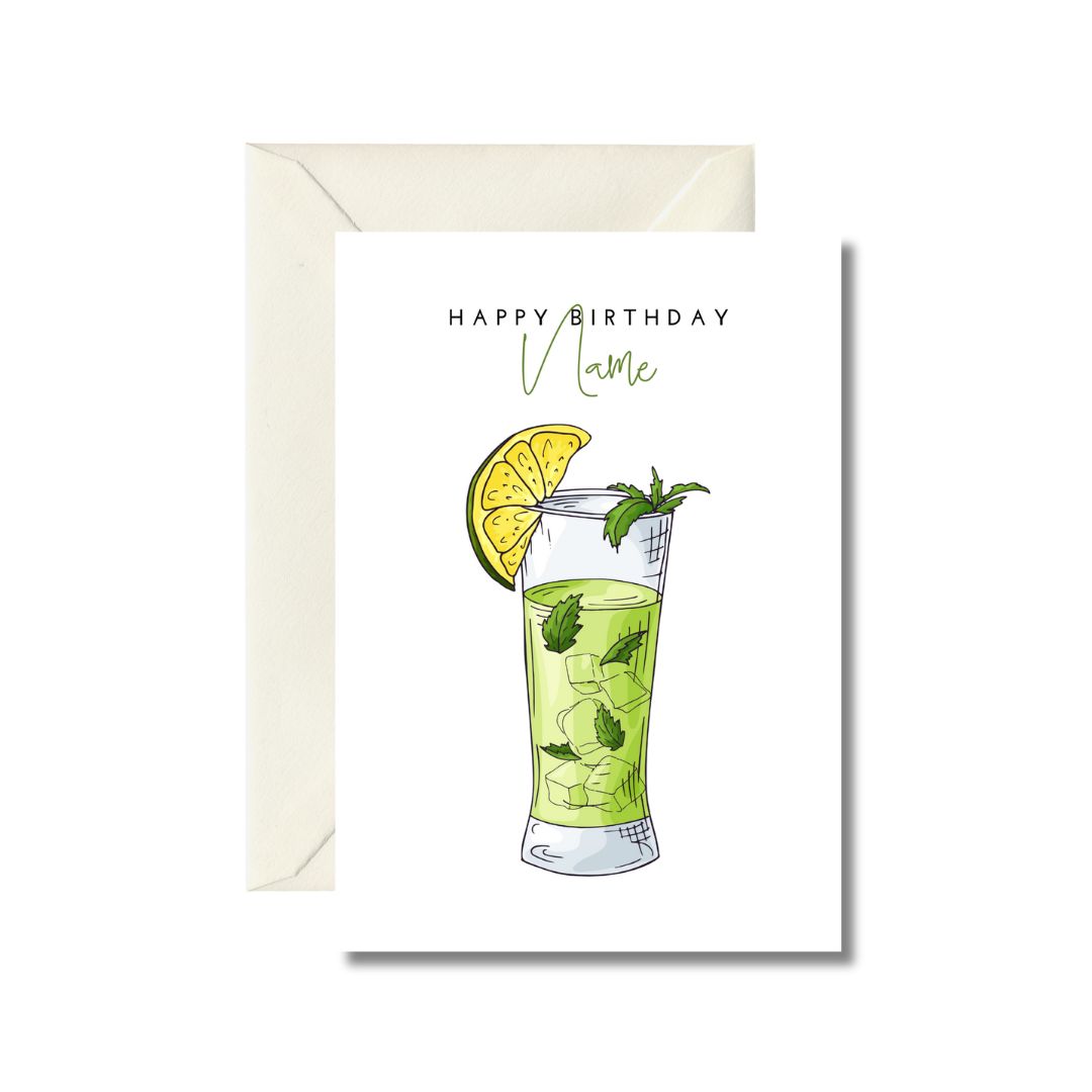 Customizable Birthday Cocktail Card
