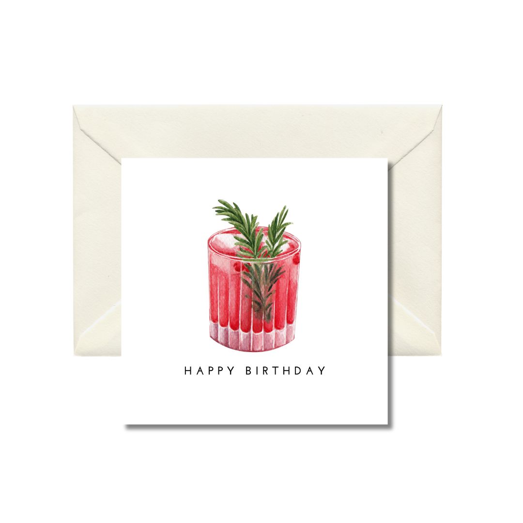 Watercolor Cocktail Birthday Card