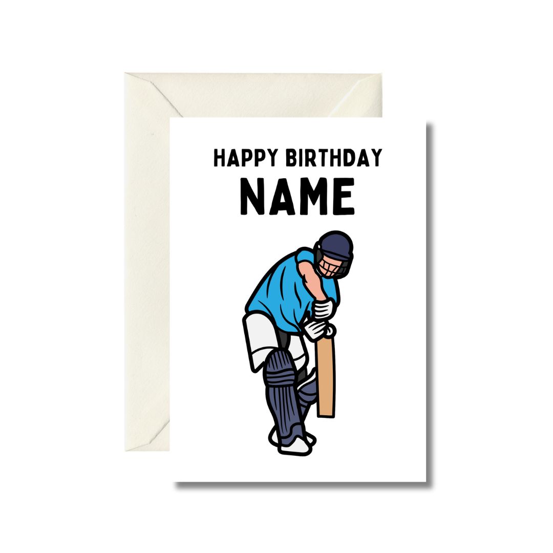 Personalized Cricket Themed Birthday Card