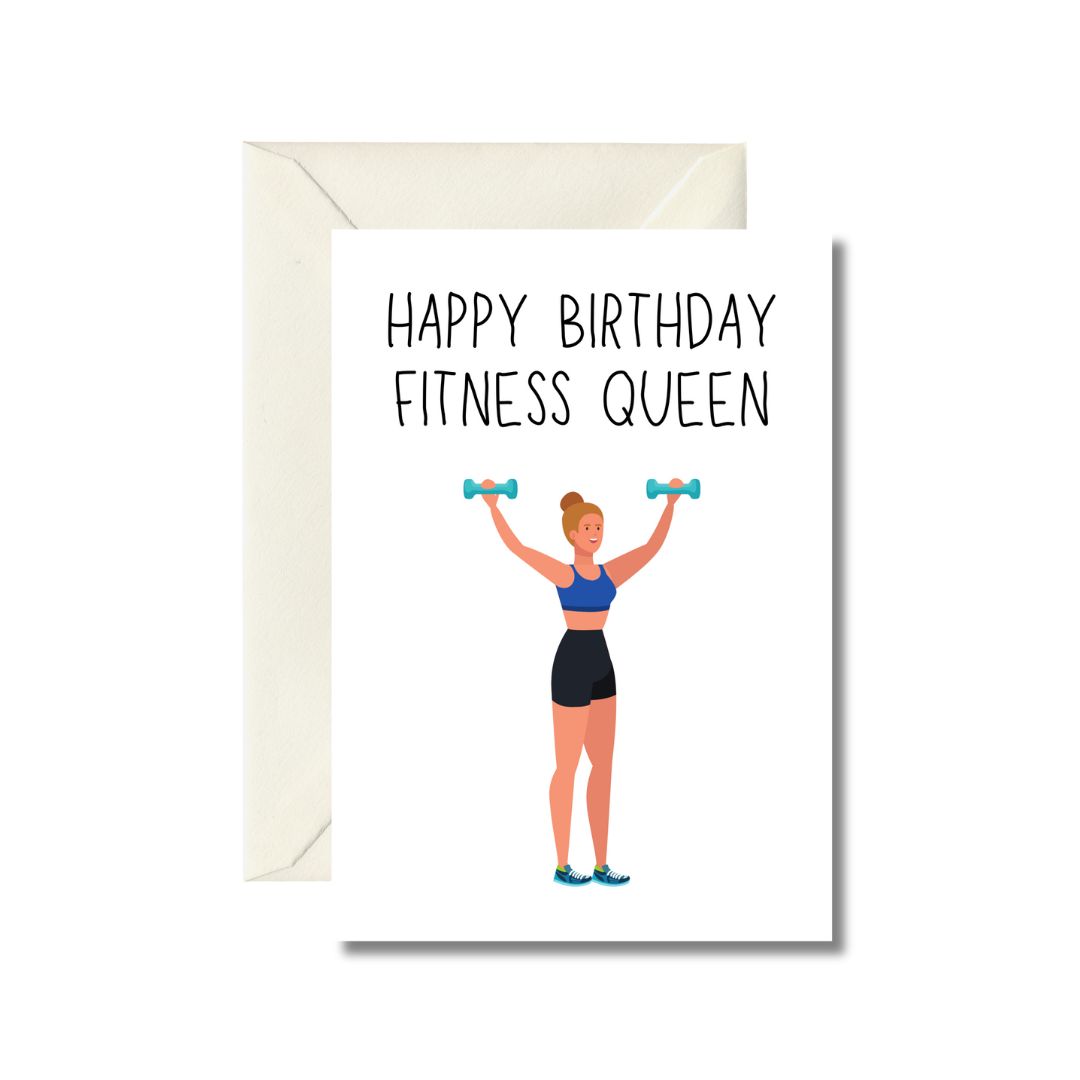 Happy Birthday Fitness Queen Greeting Card