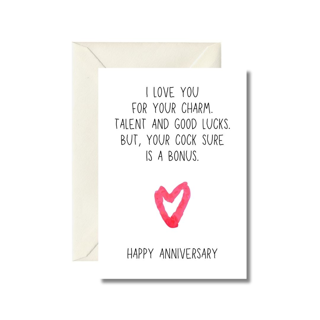 Charming and Cheeky Anniversary Card