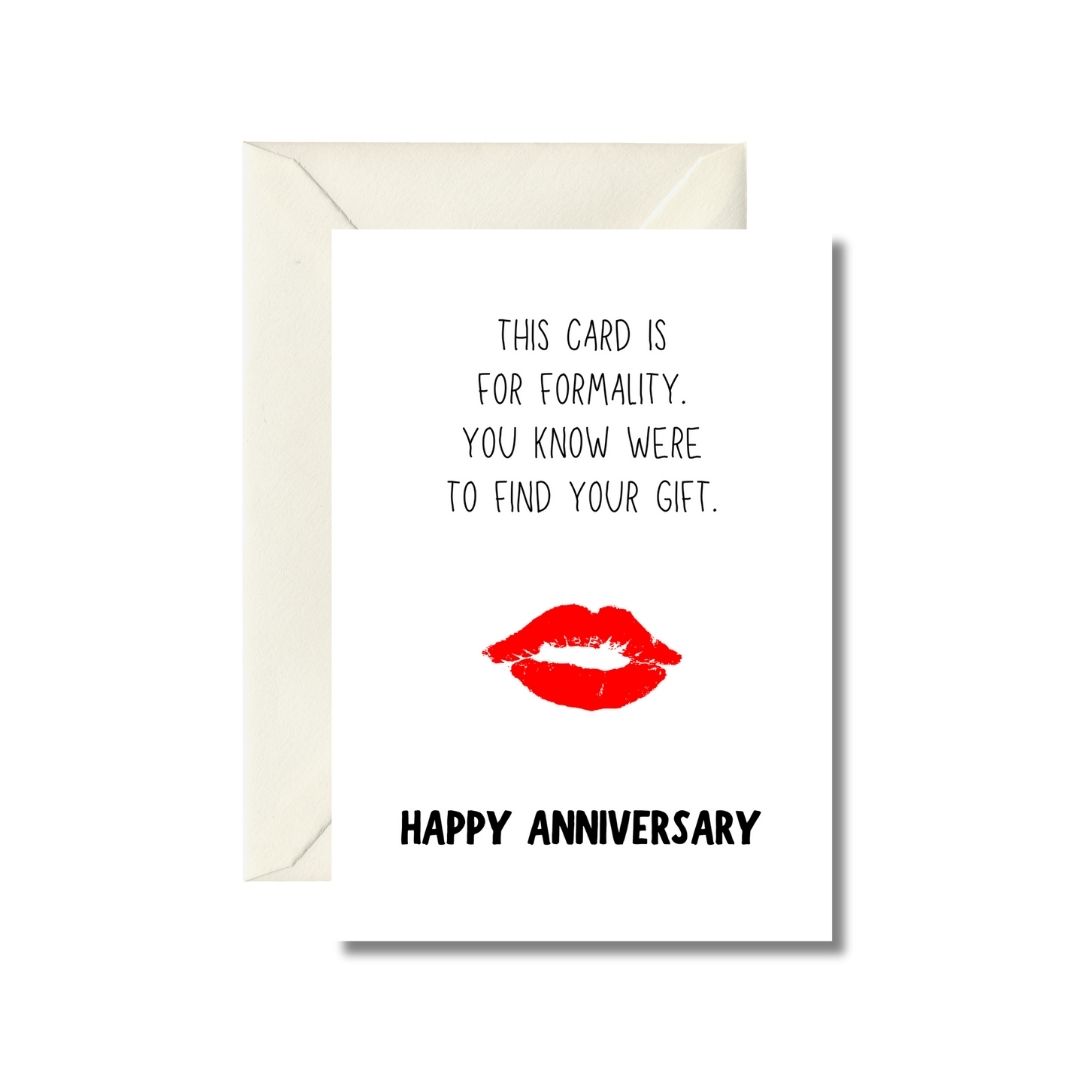 Happy Anniversary Greeting Card with Red Lip Imprint