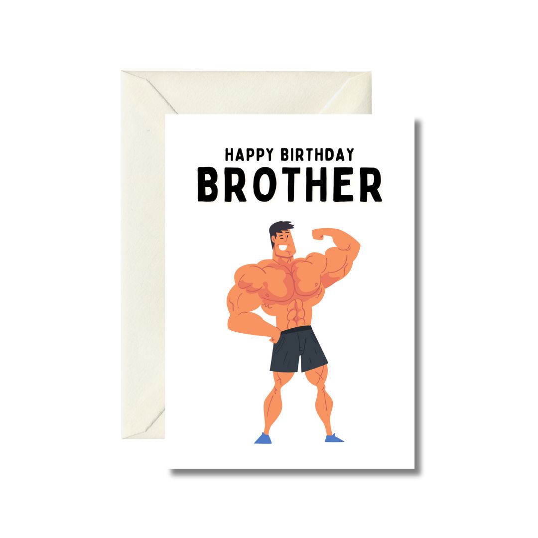 Muscle Man Birthday Card for Brother
