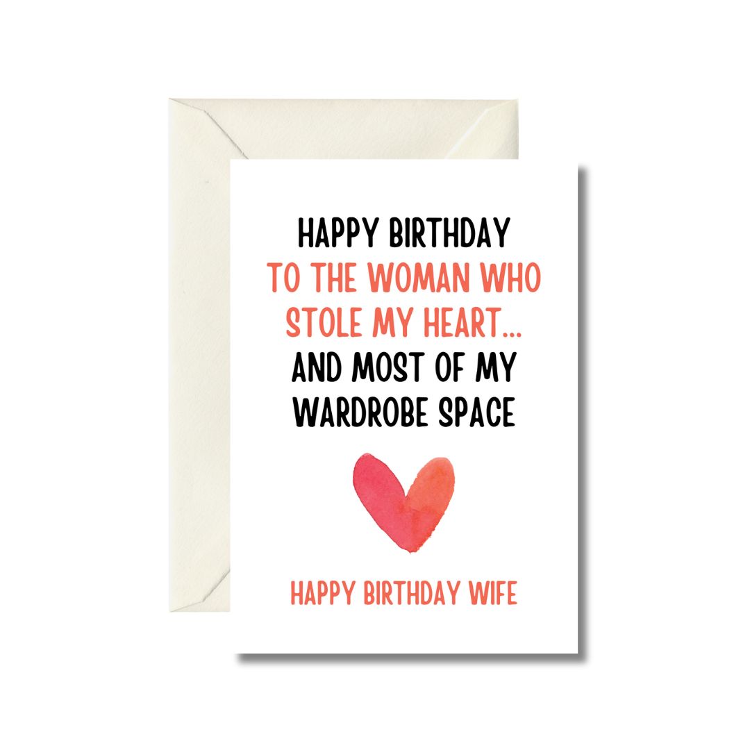 Stole My Heart Birthday Card for Wife