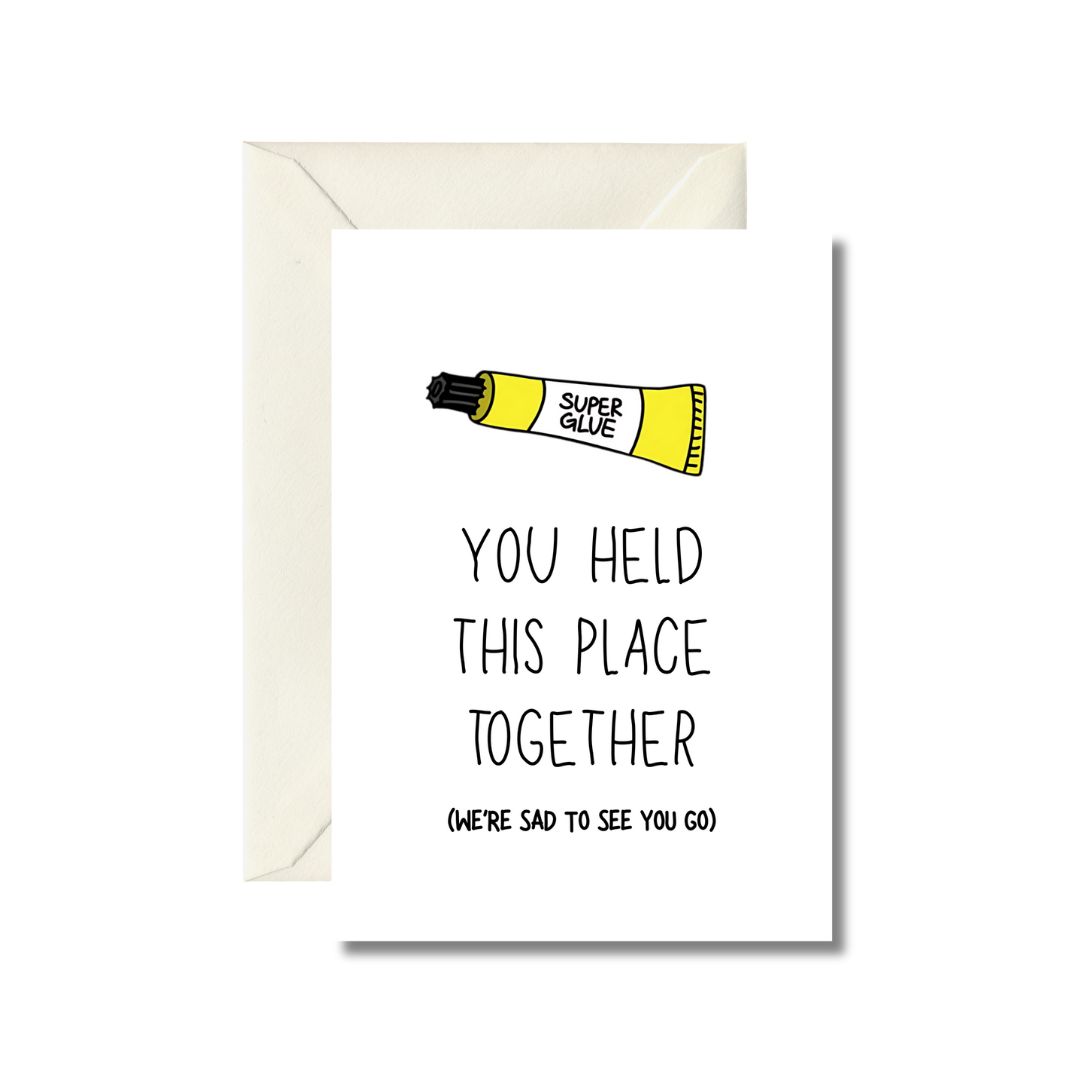 Super Glue Farewell Greeting Card