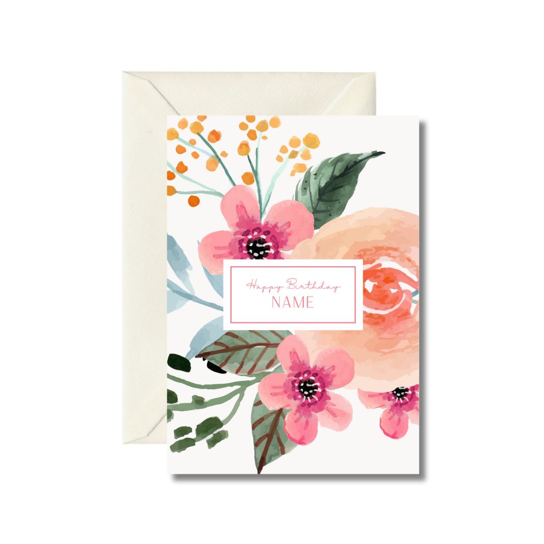Personalized Floral Birthday Card