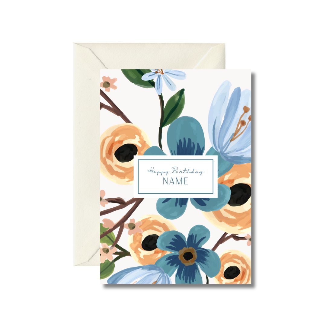 Customizable Floral Birthday Card