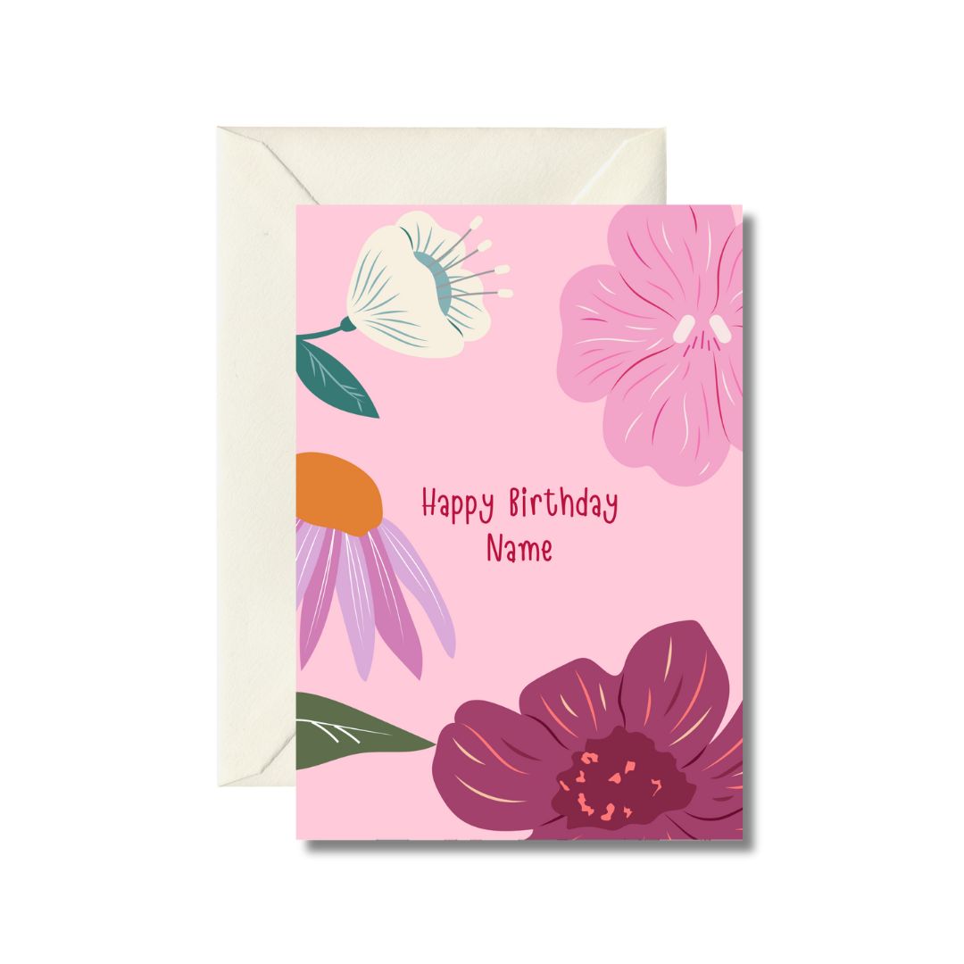 Personalized Floral Birthday Card