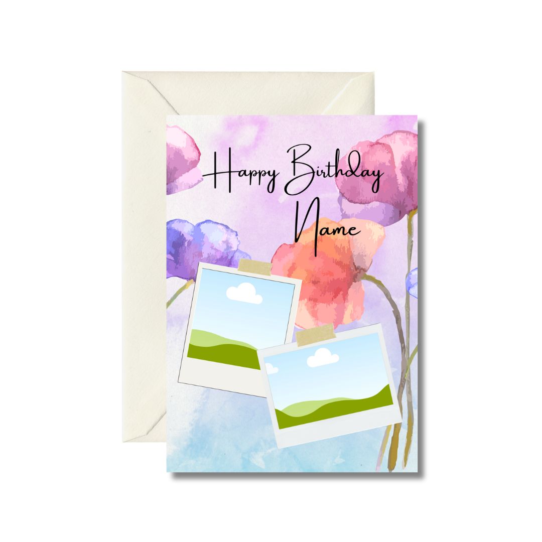 Personalized Watercolor Birthday Card
