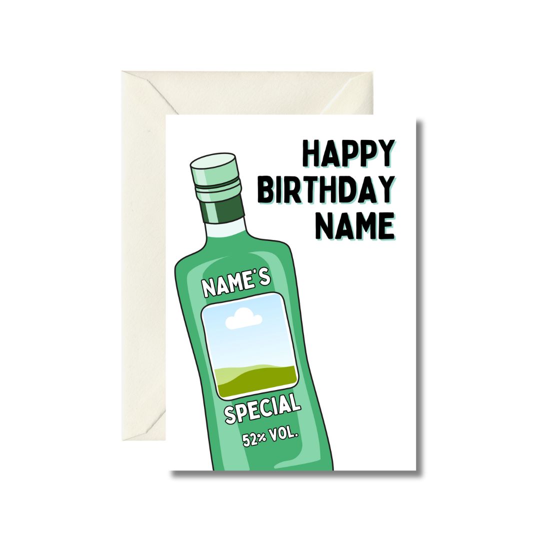 Personalized Bottle Birthday Card