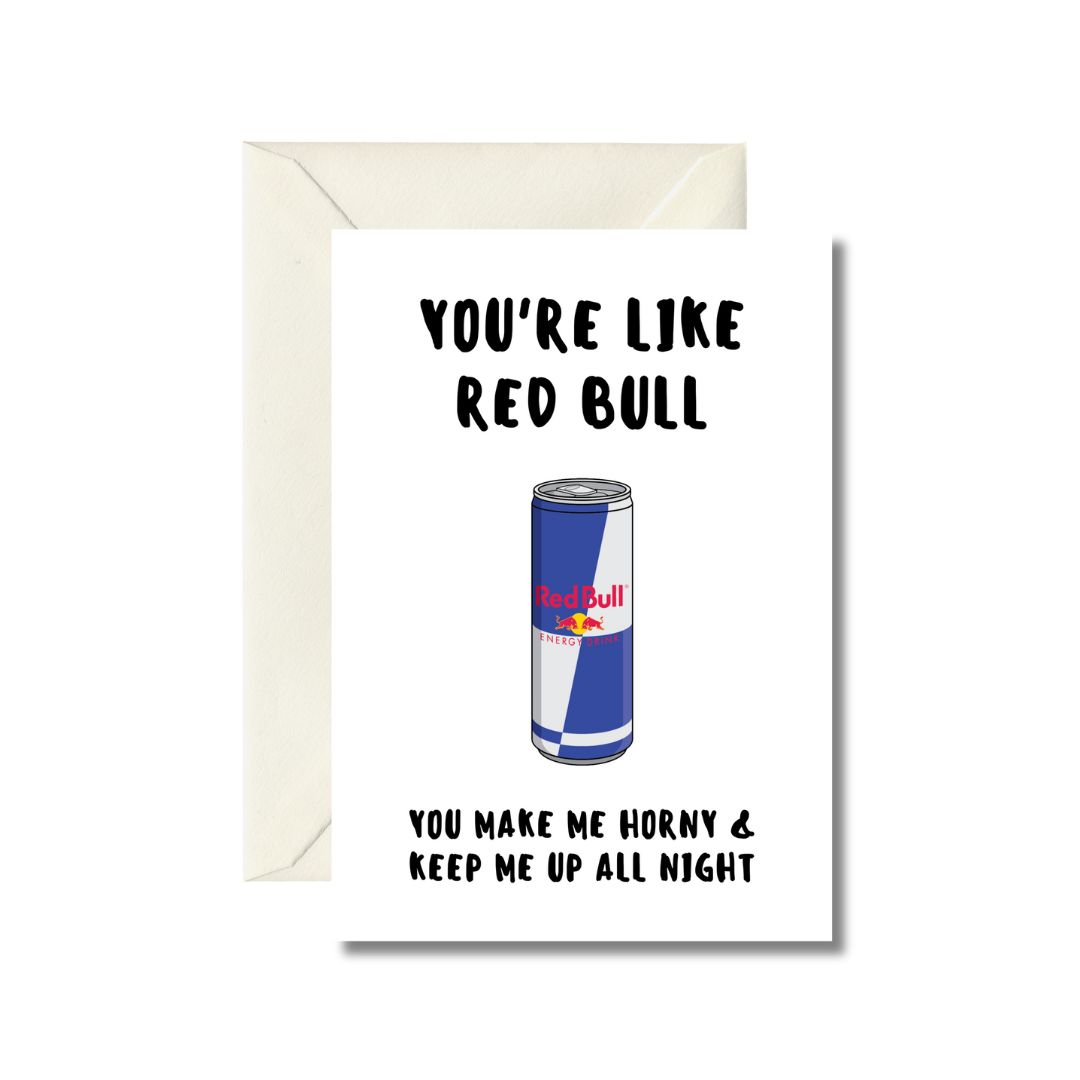 Funny Red Bull Themed Greeting Card