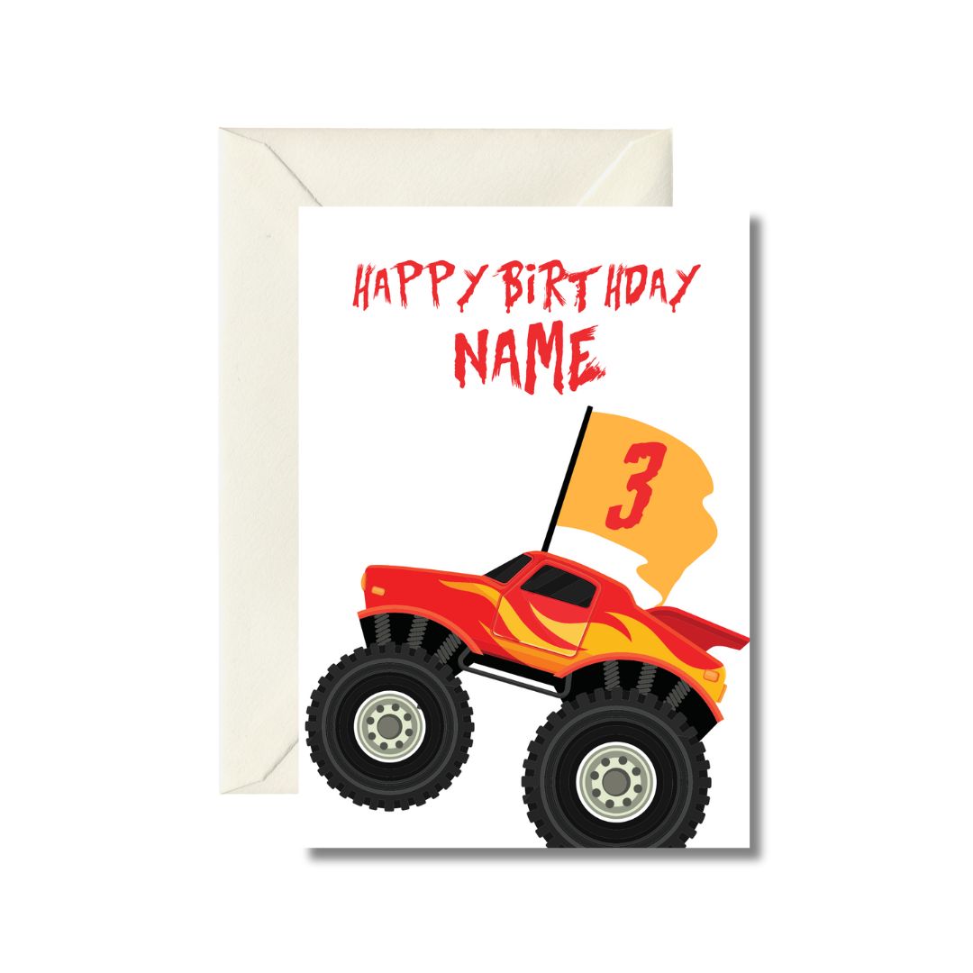 Personalized Monster Truck Birthday Card