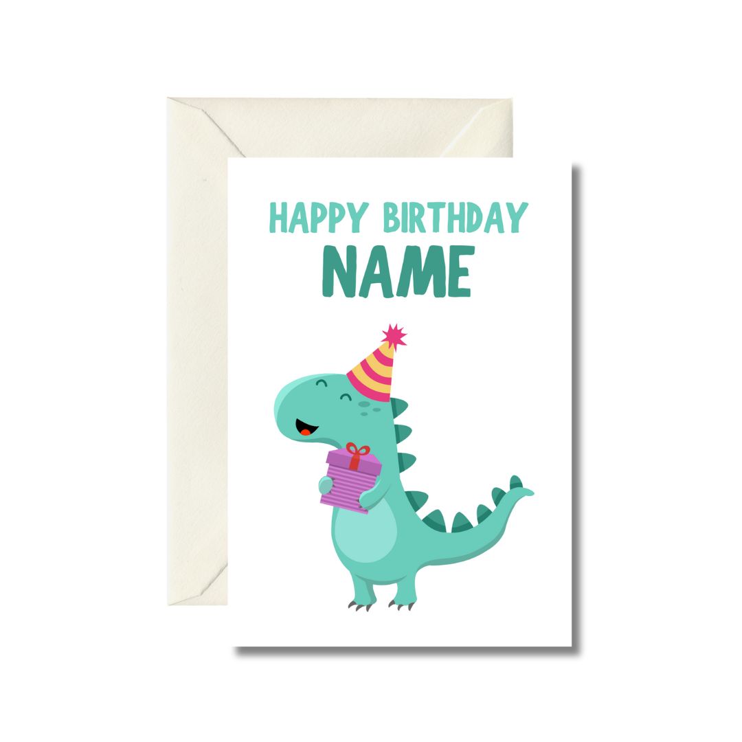 Personalized Dinosaur Birthday Card