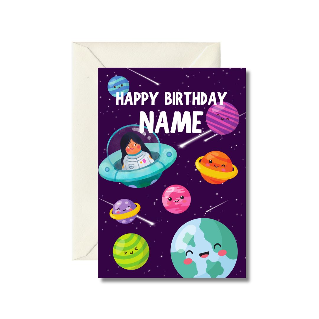 Personalized Space-Themed Birthday Card