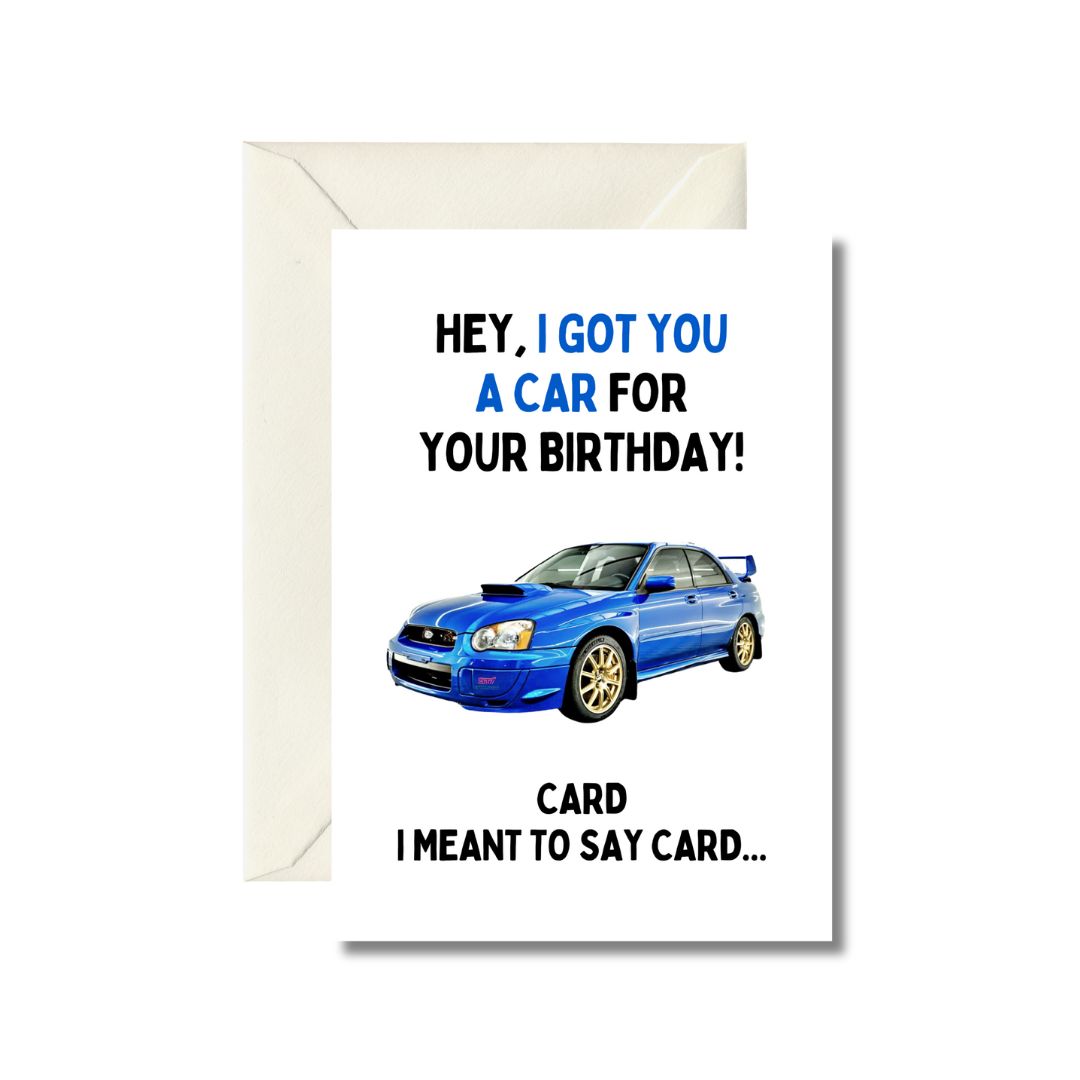Blue Car Birthday Greeting Card